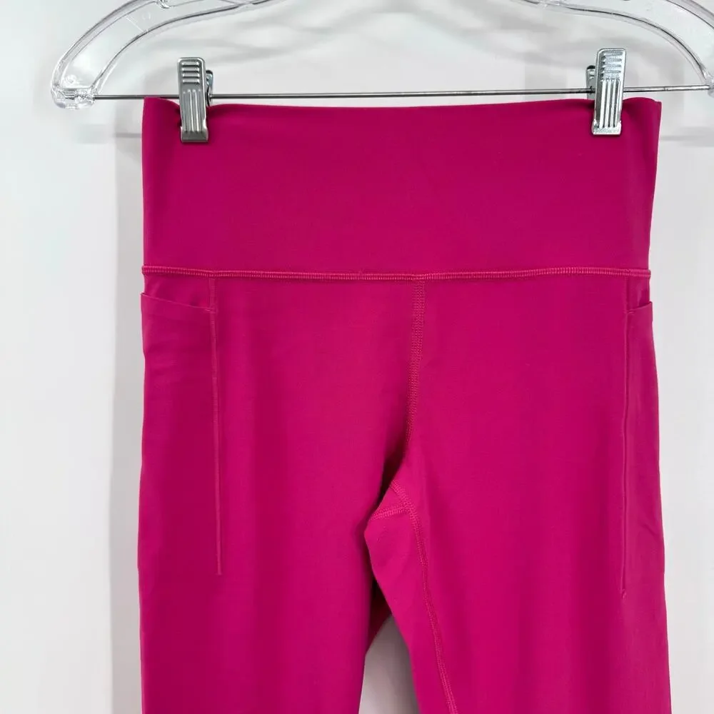 Athleta Transcend Stash Tight Leggings Size M TALL Pink Pockets Ankle Yoga Gym - Picture 2 of 6